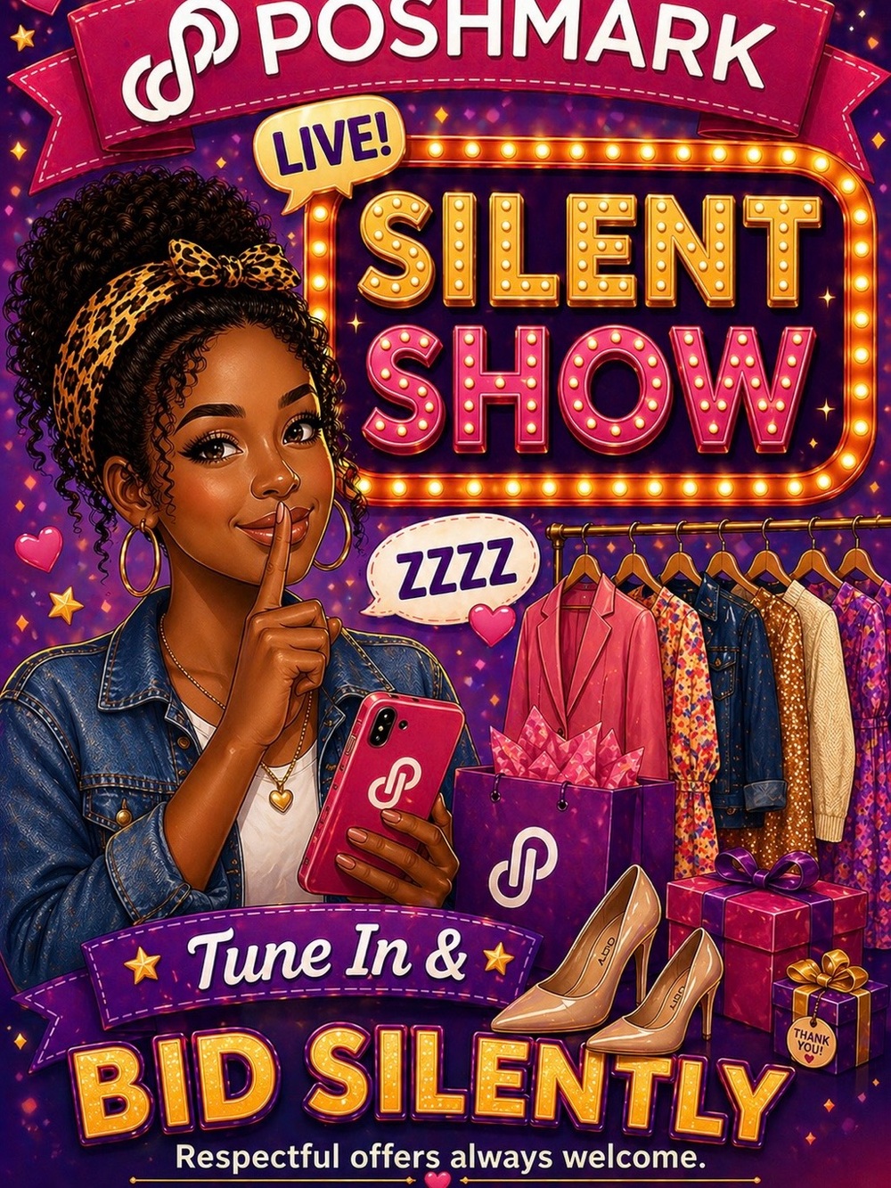 💋💄Poshmark Live Silent Show Poster - Purple